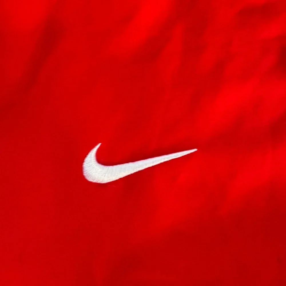Nike Dri-FIT Mens Red Football Full Zip Training Jacket Medium Mock Neck Logo